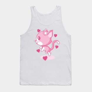 Pink kitten and hearts. Tank Top